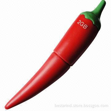 Customized USB Flash Drive, 256MB to 32GB Capacity, Pepper-shaped, Ideal for Promotional Purposes